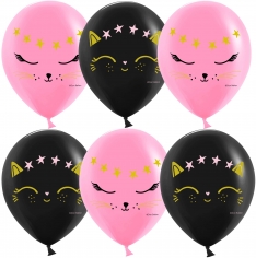 Шар Волшебный котенок, Черный/Розовый Пастель, 2 ст