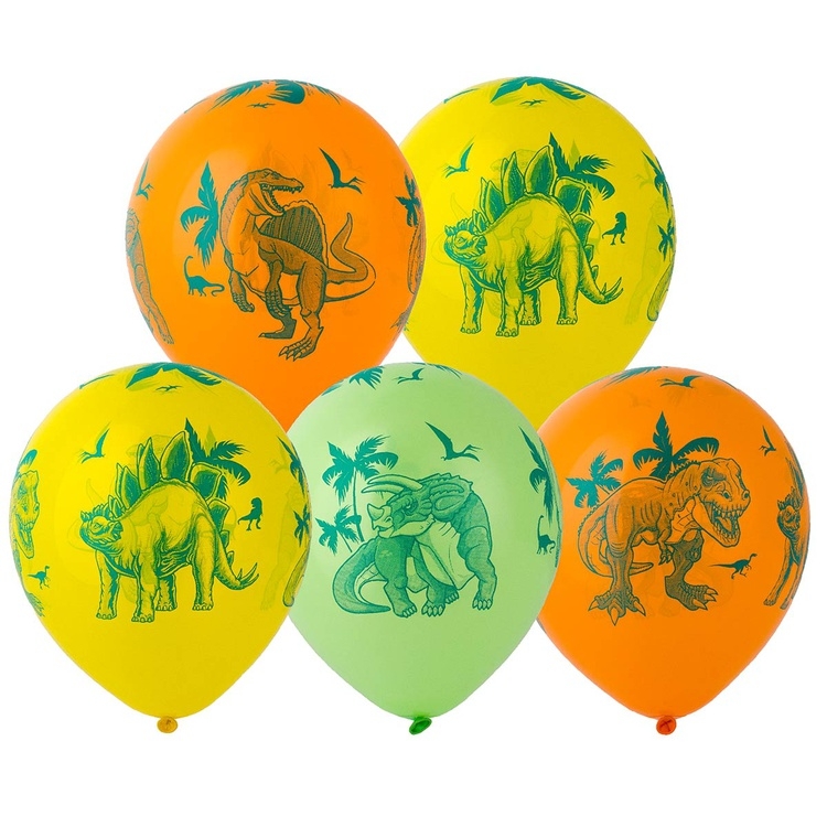 Шар Динозавры, Ассорти Пастель (шелк) 5 ст