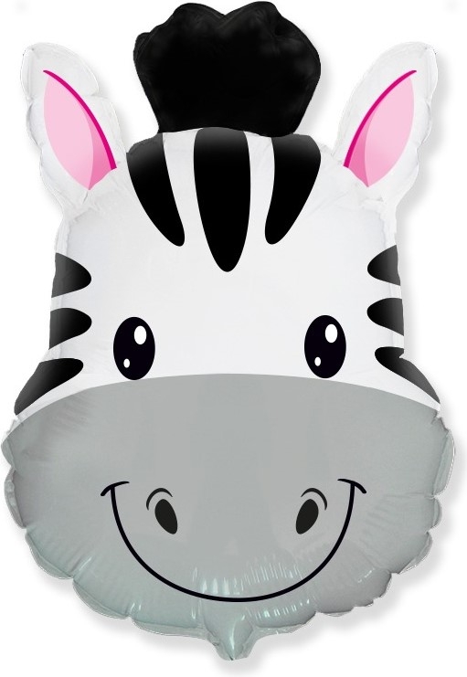 Шар Фигура Голова, Милая Зебра (в упаковке) 